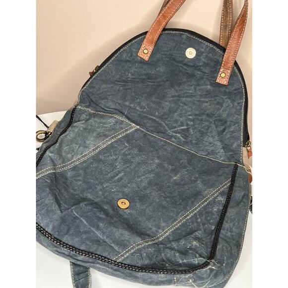 NWT Mona B. Fold-Over Upcycled Gia Canvas Tote Bag with Vegan Leather Trim - Picture 6 of 6